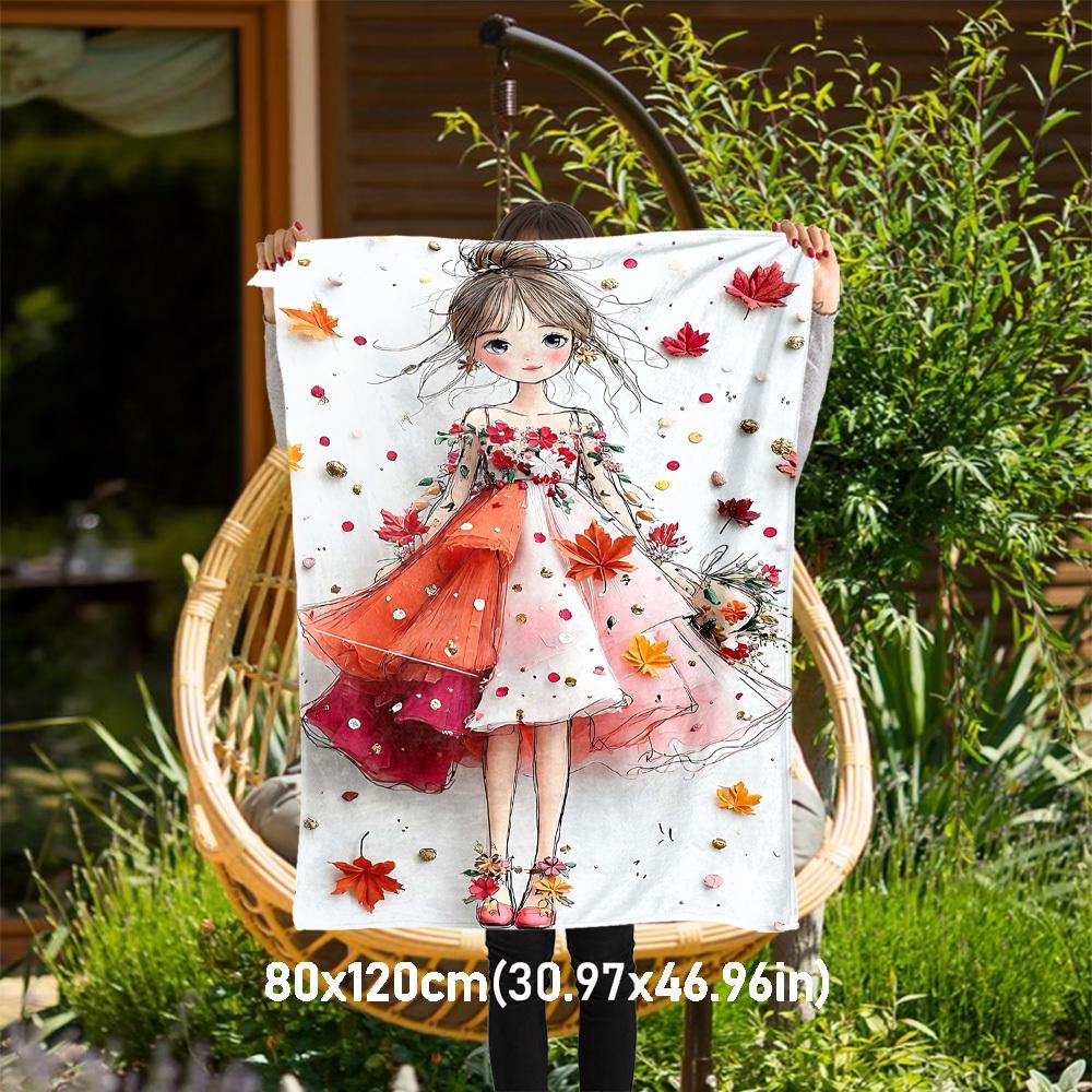

1pc Autumn Leaves Outdoor Flannel Blanket Soft Warm All-Season Throw for Sofa Bed Car Camping Office, Cozy Gift Idea1226S 80x120cm(31x47inch)