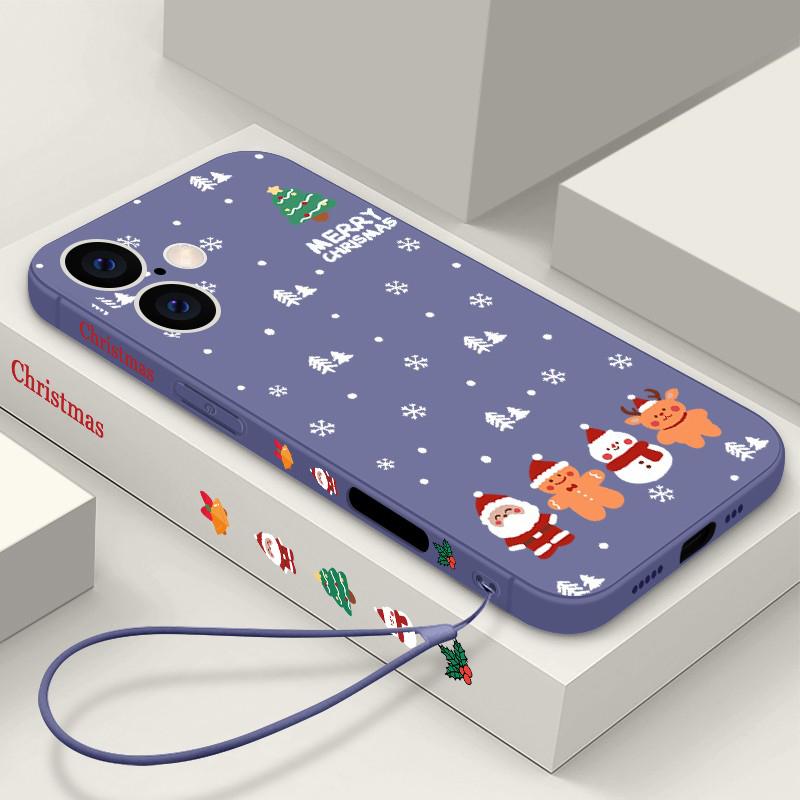 

Матовый чехол-шнурок с рождественским узором для iPhone 16 Pro 15 14 Plus 13 12 Mini 11 Pro Max Xr Xs 7 8 Se мягкий тонкий чехол из ТПУ iPhone 16 Pro Max серый
