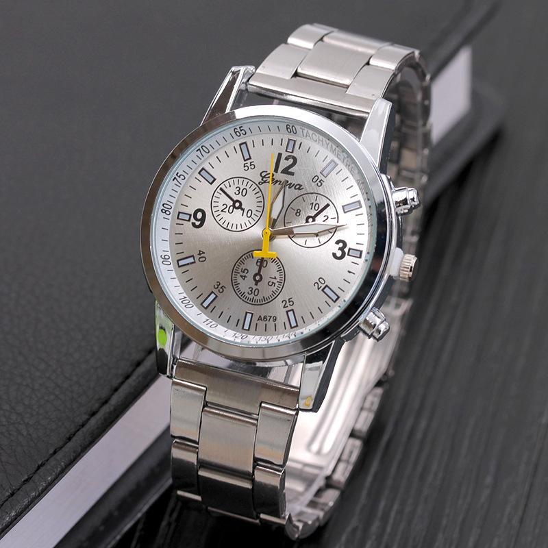 Personalized Decorative Fake Three-eye Six-pin Steel Strap Watch Fashion Trend Casual Sports Business Men's Watch