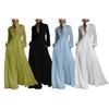 Abito da Donna con Collo Alto Manica Lunga Bottoni Davanti Maxi Abito con Tasche Funzionali Pieghettato