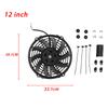 7/9/10/12 Inch Universal Slim Fan Push Pull Electric Radiator Fan Air-Sucking Type Cooling & Mounting Kit 12V 80W 2100RPM