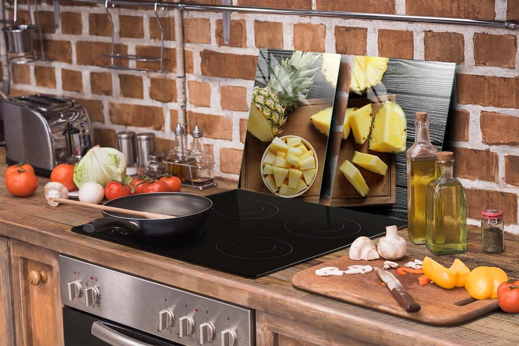 SZKLANA PŁYTA OCHRONNA DO KUCHNI 65x52 ANANAS