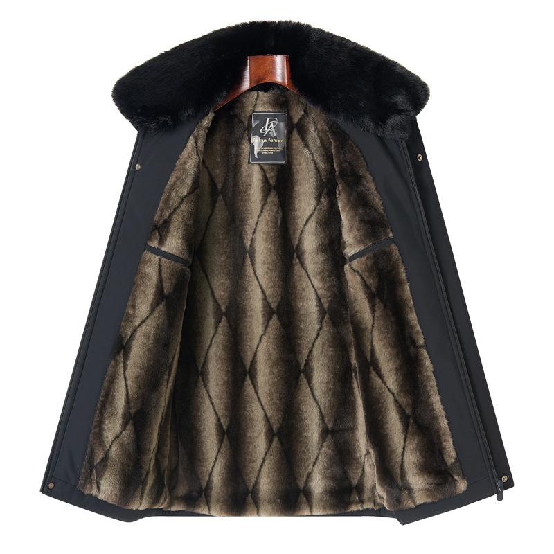 Winter dad velvet thickened warm padded jacket father loose padded jacket men middle-aged middle-length padded jacket