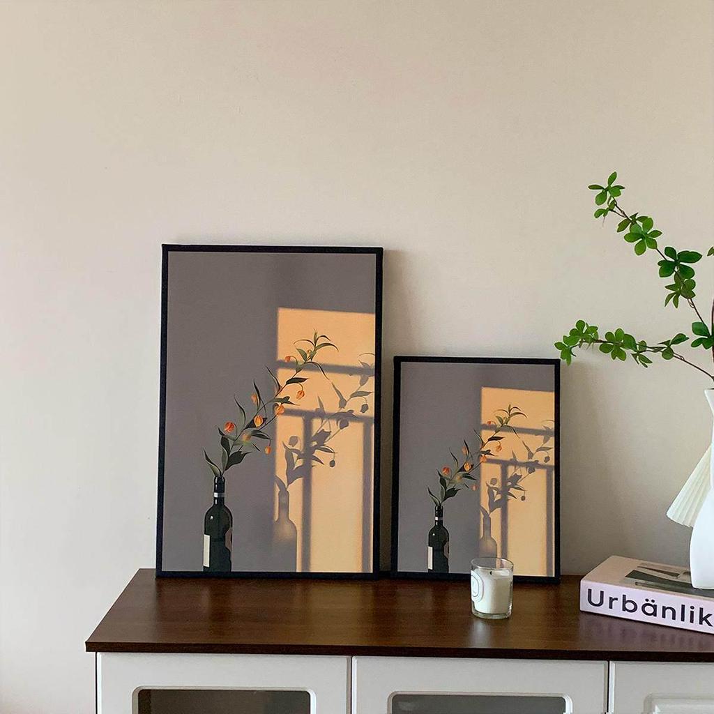 Pintura Decorativa para Sala de Estar - Luz y Sombra: Serie de Curación Floral Fresca, Arte de Pared de Gama Alta de Nicho, Cálido y Artístico
