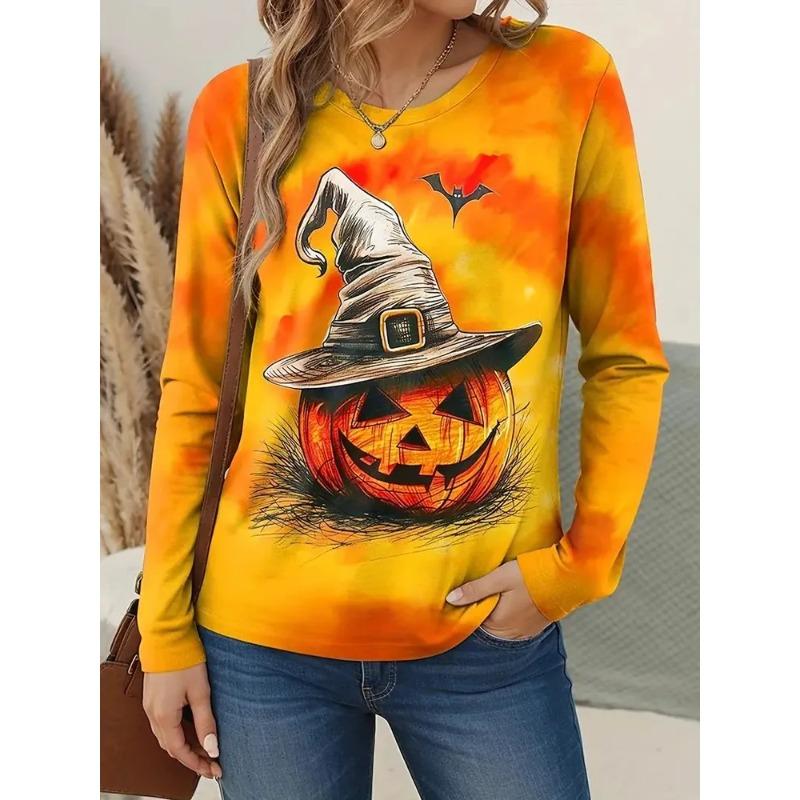 Damen 3D-Druck Crew-Neck Langarm-T-Shirt Mode Vielseitig Trend Atmungsaktiv Lässig