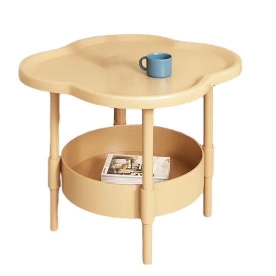 2-Tier Flower Shaped Side Table with Open Storage Shelf Multifunctional Nightstands Living Room Bedroom Office Sofa Couch Bedside Coffee Table