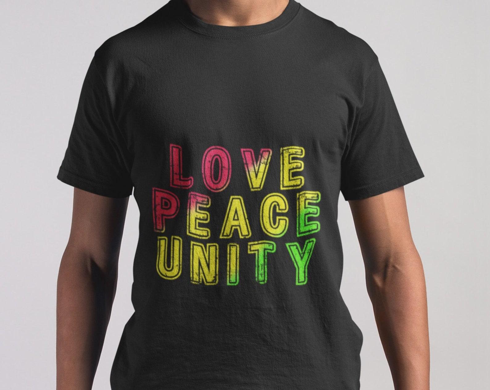 Rasta Colours T-shirt: Love Peace Unity, Jamaica Tee S
