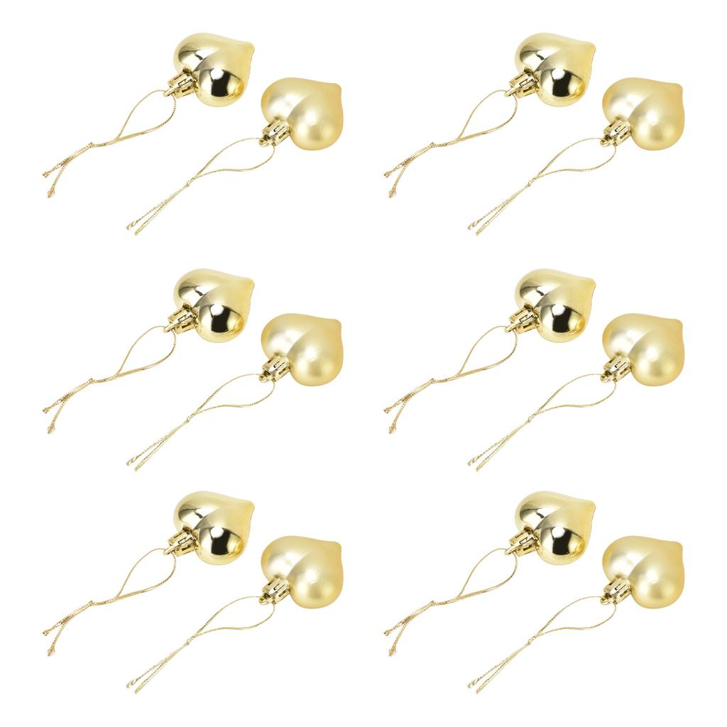 12pcs Christmas Ornament Heart Shape PVC Christmas Tree Hanging Decorations for Valentine"s Day