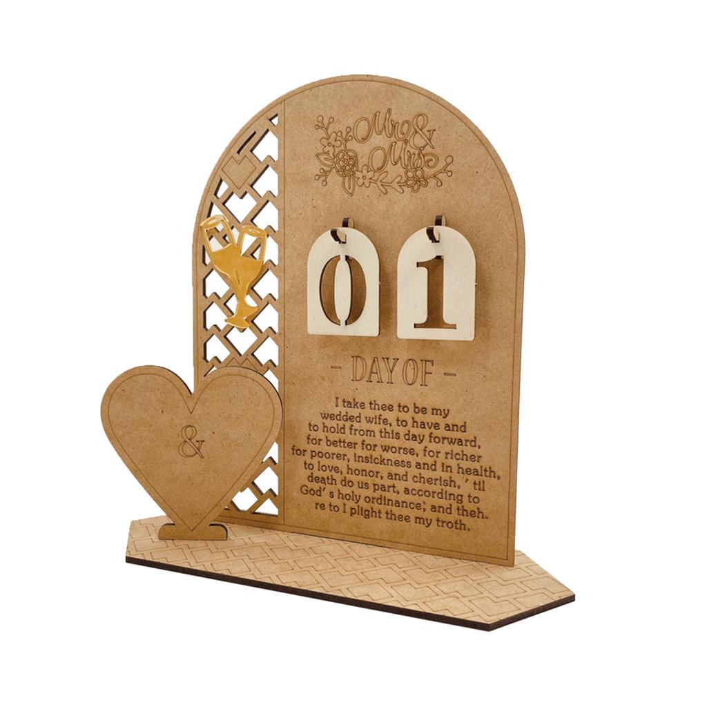 1Set Wood Wedding Countdown Calendar Holiday Birthday Decoration for Indoor Outdoor Garden Yard Decoration Crafts