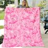 1pc Cozy Pink Flamingo Print Flannel Blanket - Soft, Warm, All-Season Throw for Couch, Bed, Sofa, Travel And Home Decor - Perfect Gift for Tropical Lo