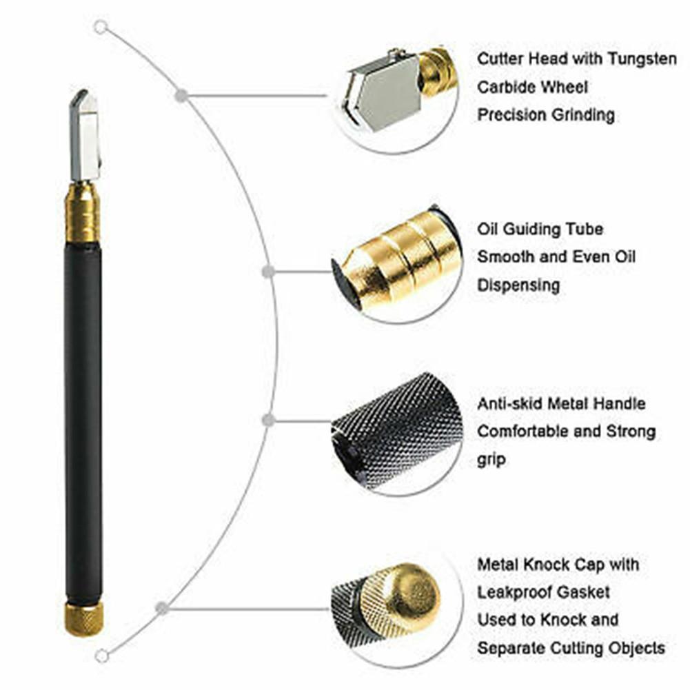 Precise Glass Cutter with Oil Lubrication for Craft and Household Use