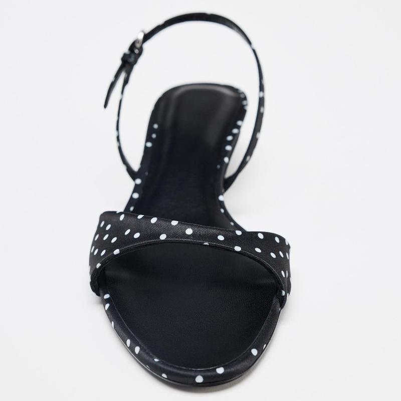 Fashion Fashion Polka Dot Kitten Heel Design Sandals Women High Quality Satin Back Strap Buckle Heels Sandal Comfort Elegant Dress Shoes