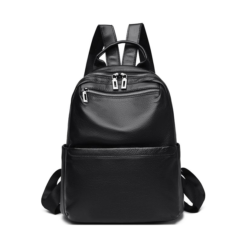 100% Genuine Leather Women Backpacks Functional Multi Pockets Shoulder Bags Versatile Fashion Cowhide Daily School Back Pack Sac