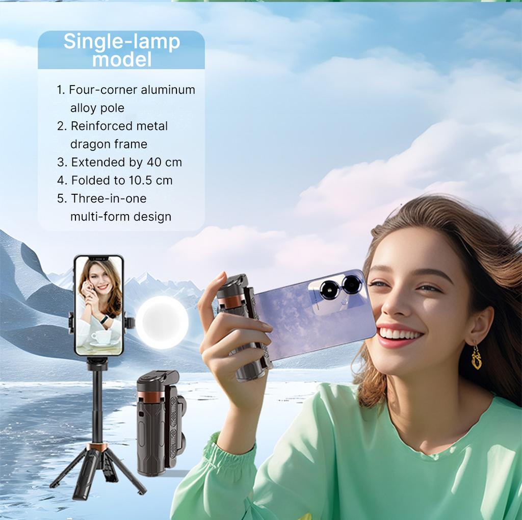 Mini Bluetooth Selfie Stick Multifunctional Integrated Type Selfie With Handle Foldable Retractable Portable Gamepad Stand