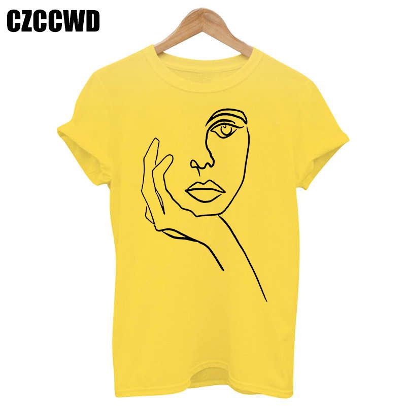 Flowers Face Abstract Simple Women Tshirt High Elasticity Casual Funny T Shirt Gift For Lady Yong Girl Top Tee Drop Ship Tshirt