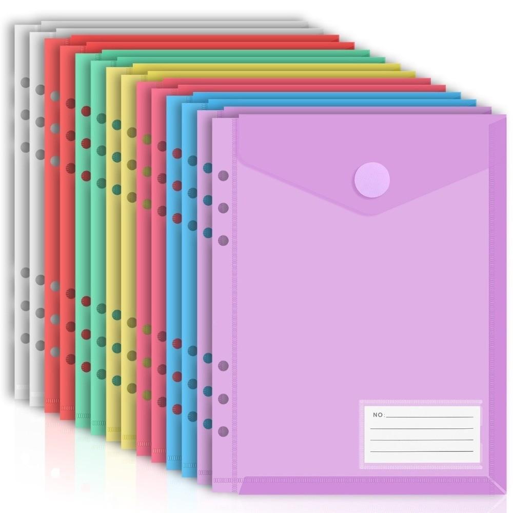 7 stuks/Set A4/A5/A6 Ringbandhoezen 6/11 Gaten Losbladig met Plaksluitingen PP Enveloppen Documenten Organizer Pouches Studenten