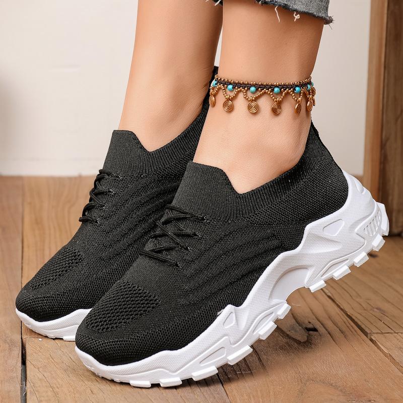 Label 2025 new foreign trade women's shoes soft sole comfortable casual fashion sports shoes breathable fly woven mesh shoes