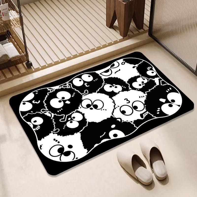 

Black and White Simple Carpet Diatomaceous Earth Mat Water Absorbent Quick-Dry Mat Non-Slip Foot Mat for Home Bathroom Kitchen Toilet Entrance 40*60cm【Diatom ooze】