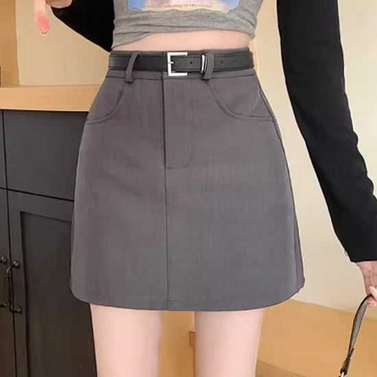 

Женская серая юбка А-силуэта с высокой талией для работы, 2024 L