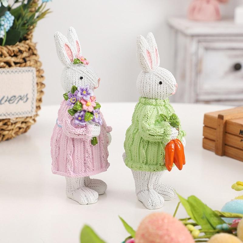 Quality Resin Rabbit Carrot Sculpture Resin Decoration Perfect for Bedroom Nightstands or Children Room for Couples