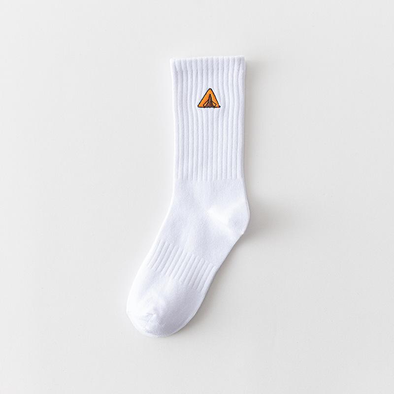 

Мужские весенне-осенние новые вышитые спортивные баскетбольные походные белые хлопковые носки до середины икры 1 pair