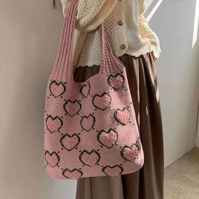 Premium Häkel-Strick-Tote-Schultertasche für Damen - High-End Wollhandtasche mit großem Fassungsvermögen