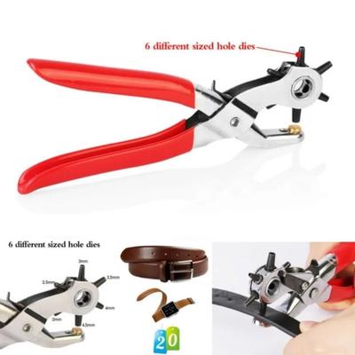Durable 6-Size Leather Hole Punch Revolving Portable Leather Punch Plier Carbon Steel Belt Hole Puncher Watchband Strap