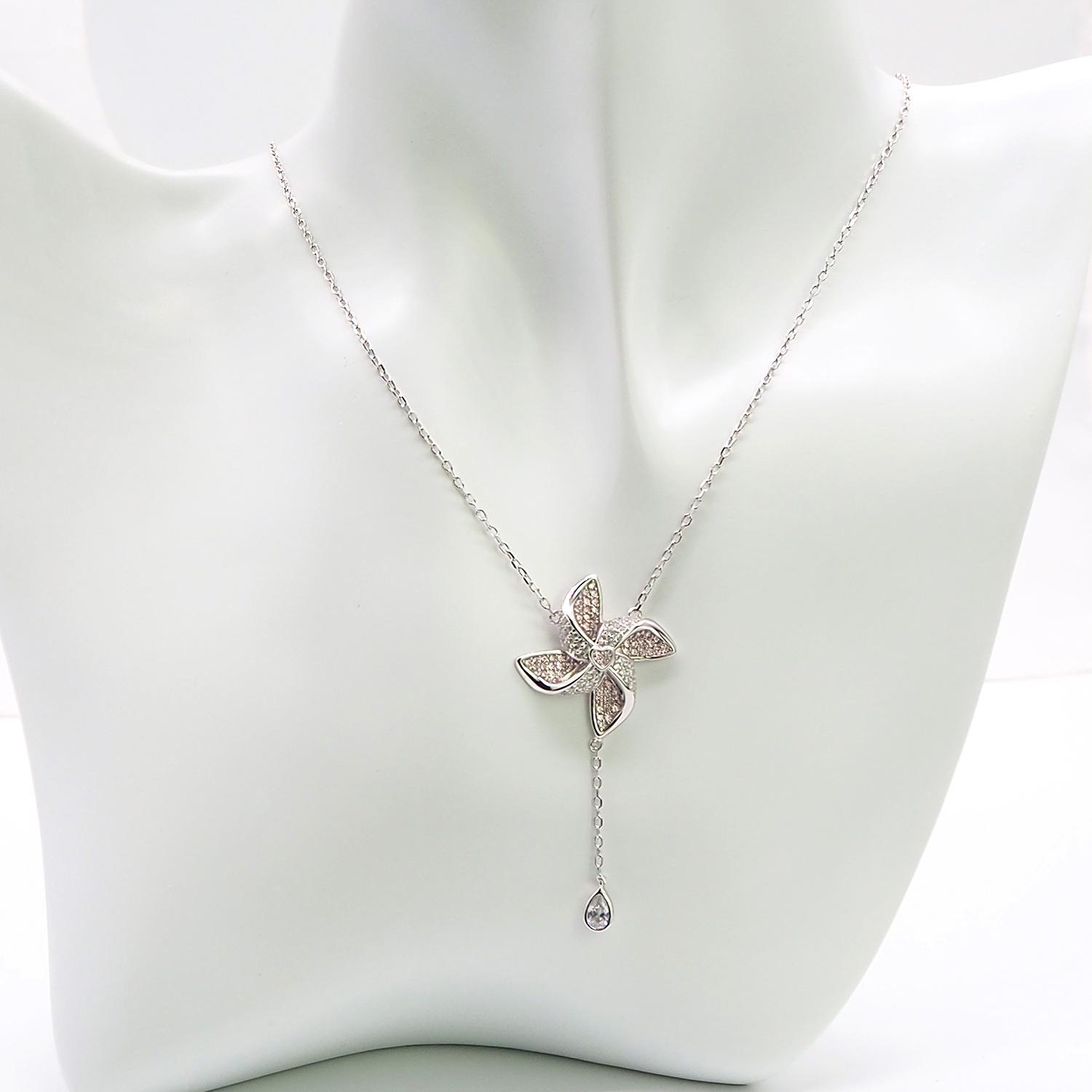 

Стерлинговое серебро 925 пробы, цветное циркониевое ветряная мельница, женская мода, нишевое дизайнерское ожерелье, ювелирные изделия