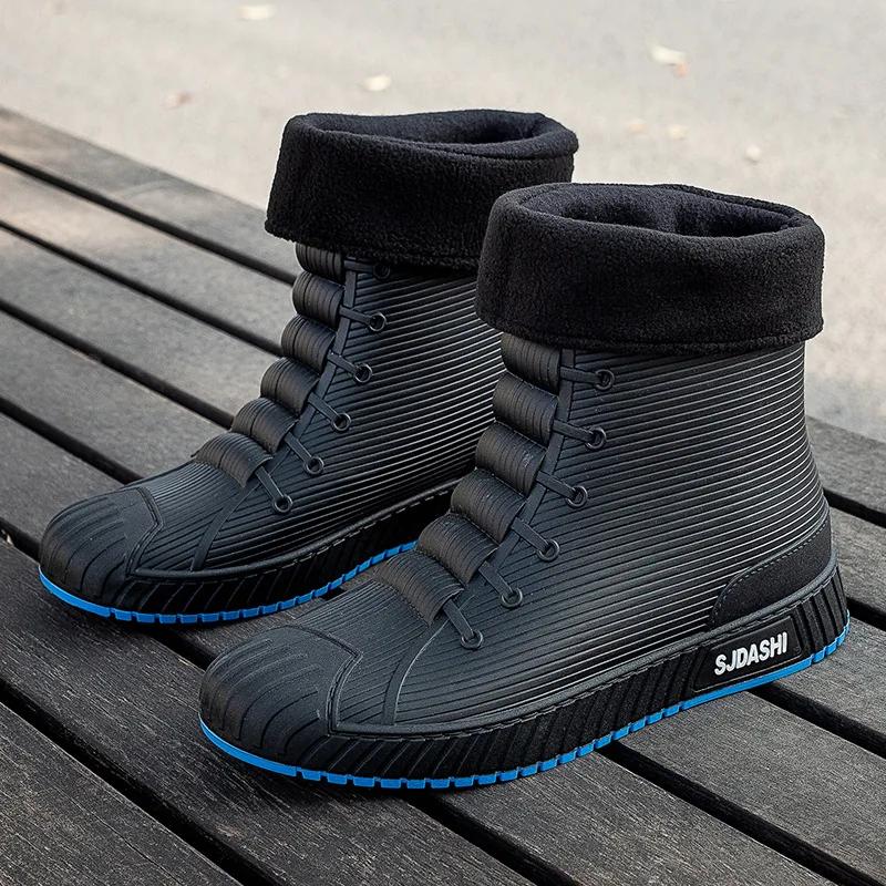fashion Waterproof Rain Boots for Men Rubber Shoes Fishing Husband Galoshes PVC Ankle Water Boots Man Work Safety Shoes Botas De Lluvia