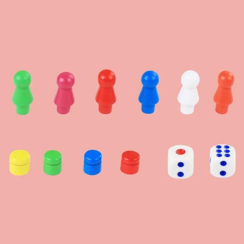 2 v 1 Oboustranná Mini Šachová Hra Šachovnice Dřevěné Létající Šachy Čínská Dáma Létající Ludo Desková Sada Dětská Rodinná Hračka