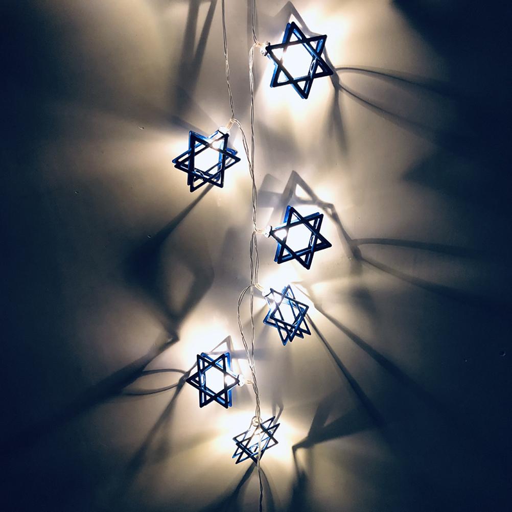 Pcs Six Pointed Star String Light Hanukkah Decorations Party Supplies Je Festive Garland Warm Lighting Outdoor Indoor