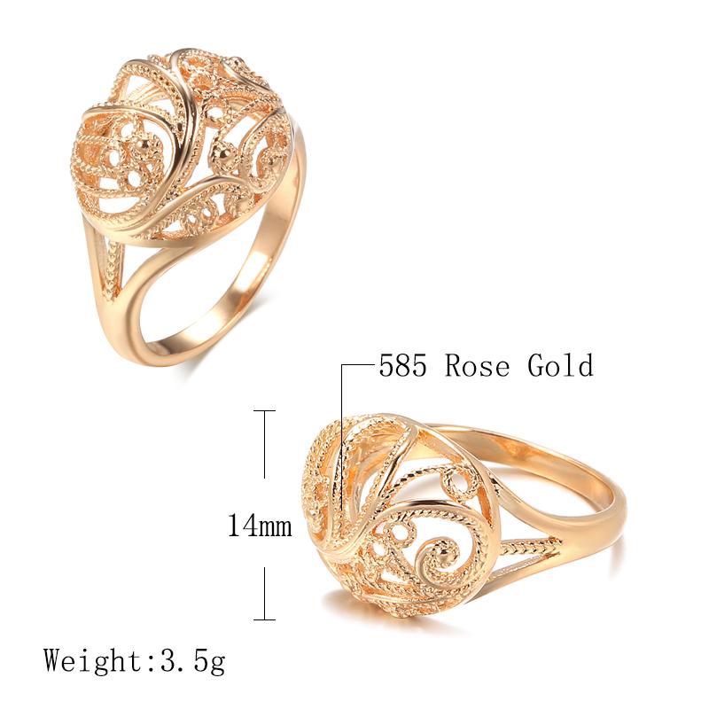 Trendy  Rose Gold Color Rings For Women Hollow Pattern Romantic Ethnic Bride Rings Unusual Wedding Daily Jewelry