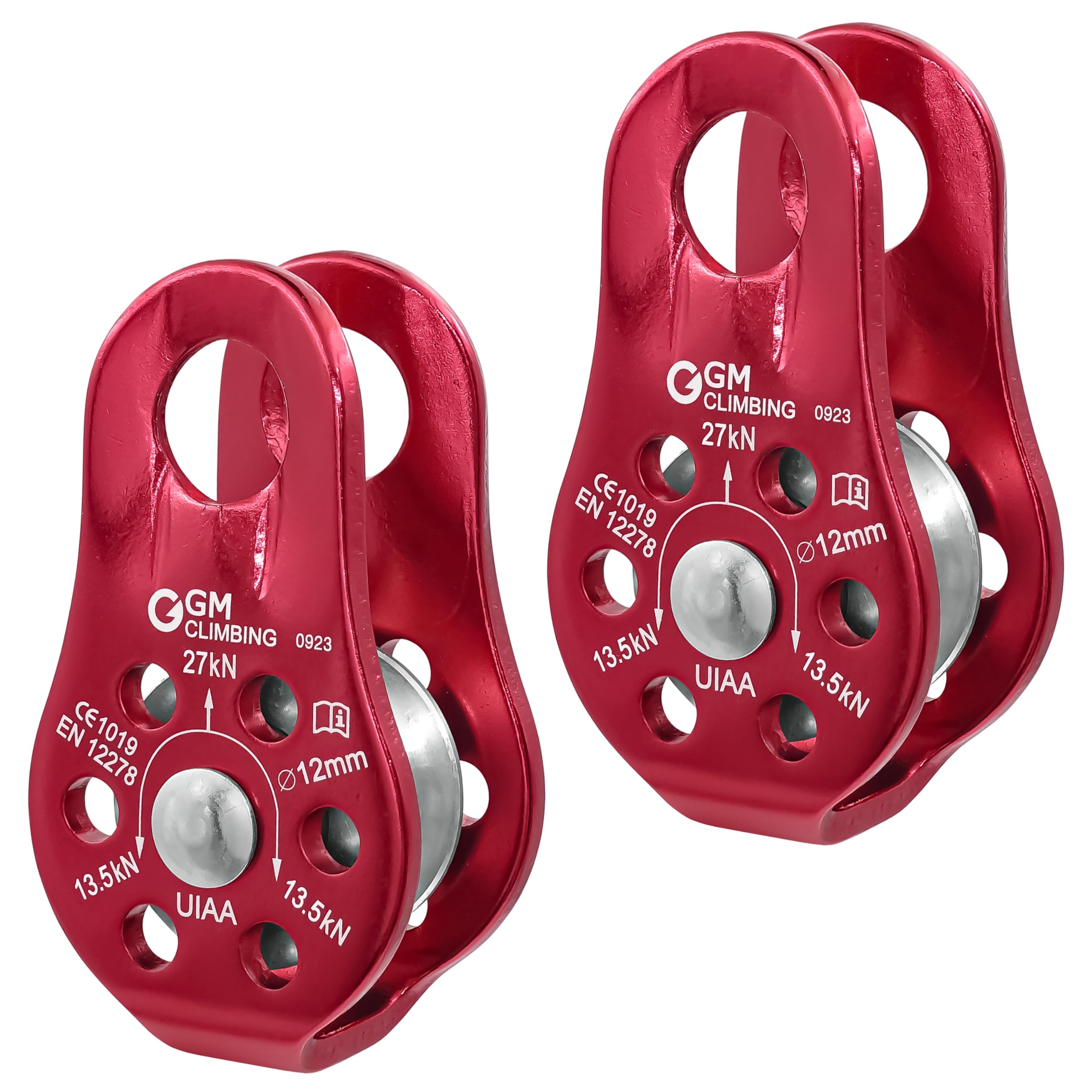 

GM CLIMBING 27kN UIAA CE Certification Fixed Side Micro Pulley Compact Size Arborist Climbing Rescue Rigging Set of 2