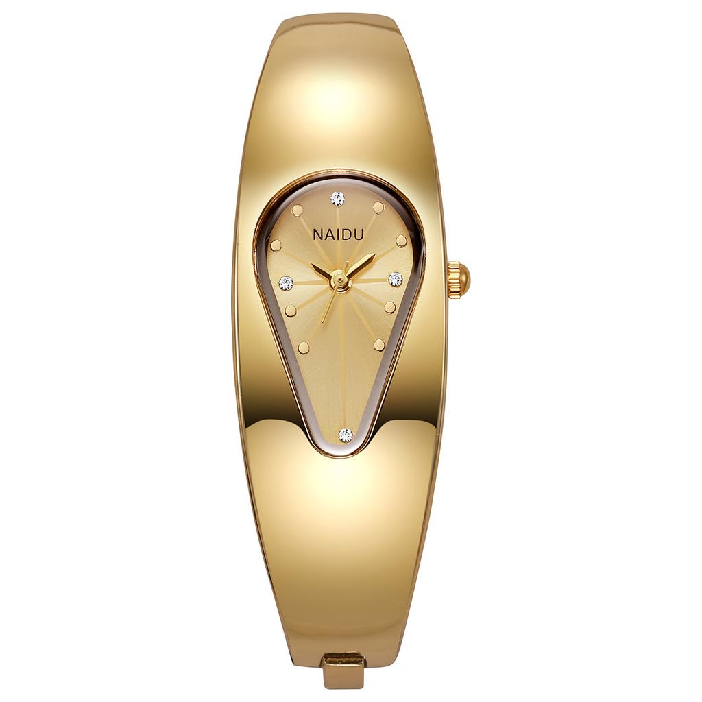 Women's Teardrop Dial Bangle Watch Rhinestone Minimalist Dress Wristwatch