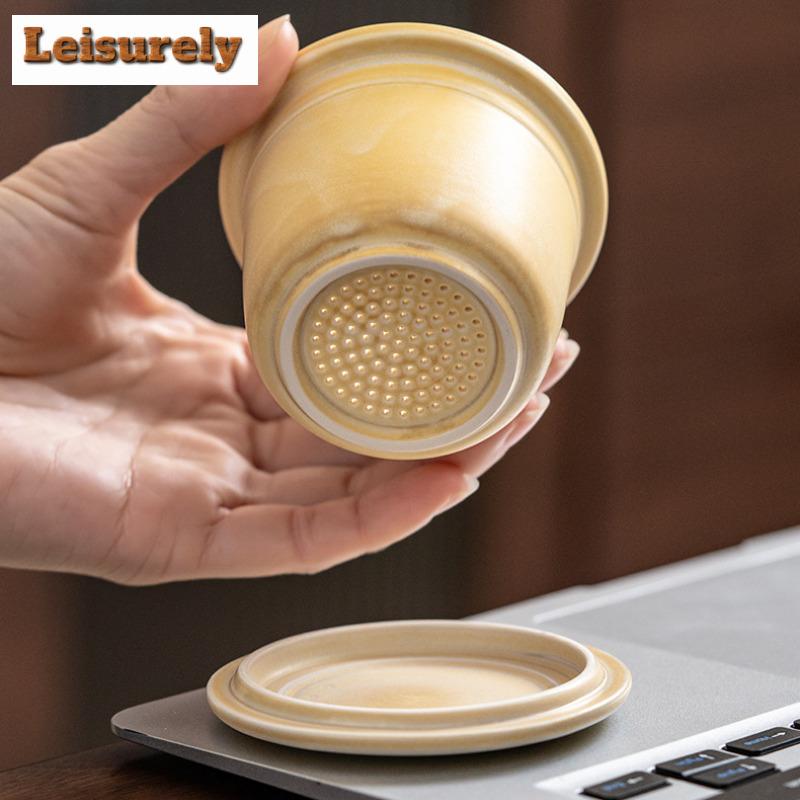 320ml Gradient Distant Hills Straight Body Filter Tea Separator Cup Handmade Tea Mug with Infuser Tea Making Office Water Cup
