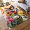 Colorful Butterflies and Flowers Art Non-slip Rug Suitable for Living Room and Bedroom Sofas