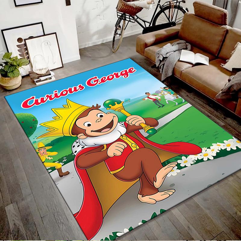 1pc Curious George (7) Design Printed Area Rug Carpet for Bedroom Living Room Home Decor Rugs Mat Non Slip Mat Rug for Bedside