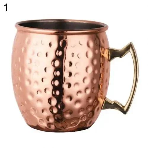 Cocktail Wine Cup Moscow Mule Mug Stainless Steel Hammered Copper Plated Beer Cup Coffee Cup Bar Drinkware for Ramadan