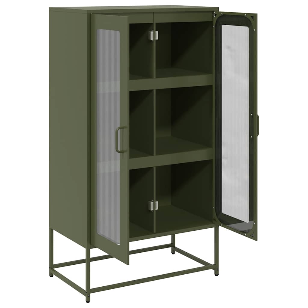 Komoda Oliwkowo-Zielona 68X39X123 Cm Stal