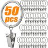 Metal Curtain Rod Clip with Rings Hooks Retro Drapes Tie Buckles Home Bedroom Bathroom Decorative Hanger Shower Curtain Clips