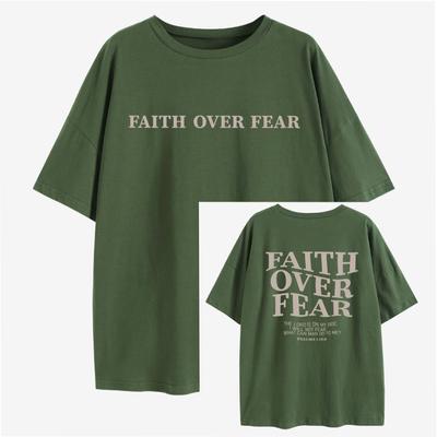 Foi sur la peur Christian T-Shirt surdimensionné le Seigneur est à mes côtés T-Shirt ample femmes à la mode décontracté coton esthétique haut