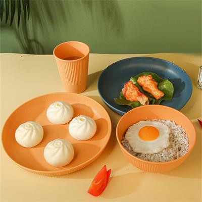 Bordsservis av vetehalm Set Kök Miljövänligt Ramen Skål Kopp Middagstallrik Set Familjefest Bordsservis Set Camping Bordsservis