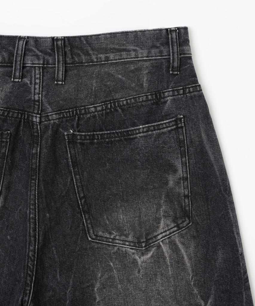 MILLO ARCHIVE Layered Washed Denim Bermuda Pants [Washed Black]