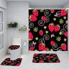 Strawberry Pink Shower Curtain Set Girls Woman Fruit Summer Bathroom Decoration Bathtub Rug Mat Home Carpet Toilet Lid Cover