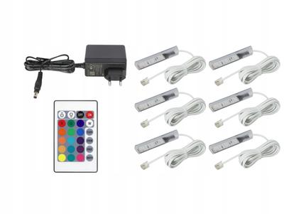 6x Klipsy Led Rgb Do Półek Szyb Klips Komplet Kabel Biały