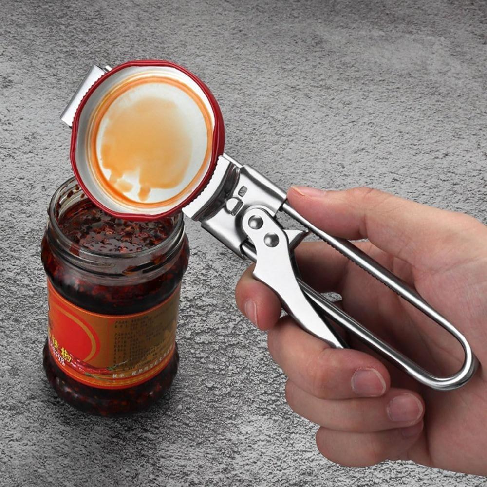 Best Can Opener and Bottle Opener Adjustable Multi-Function Stainless Steel Can Opener Jar Lid Clip Manual Kitchen Accessories