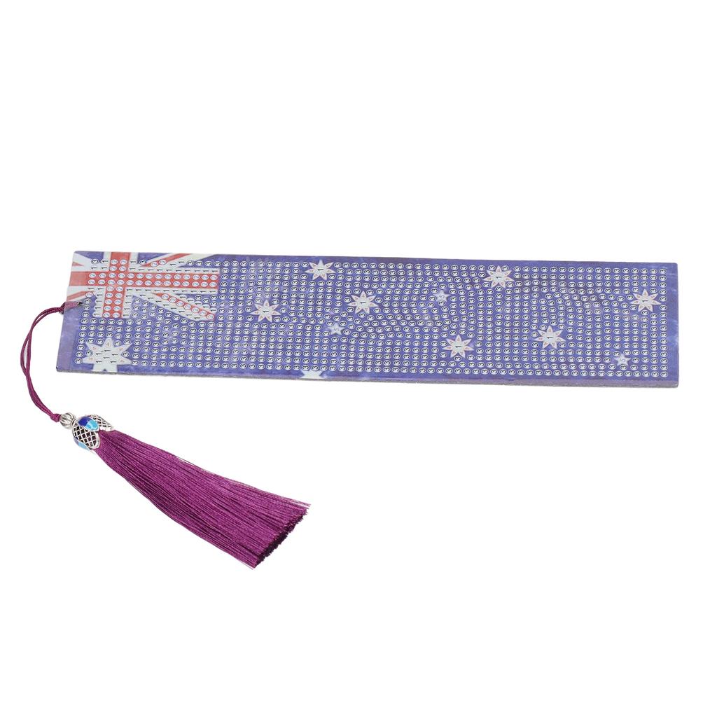 Rhinestones Painting Bookmarks American Pattern DIY Handcrafted Rhinestones Bookmarks Art Kit with Tassel