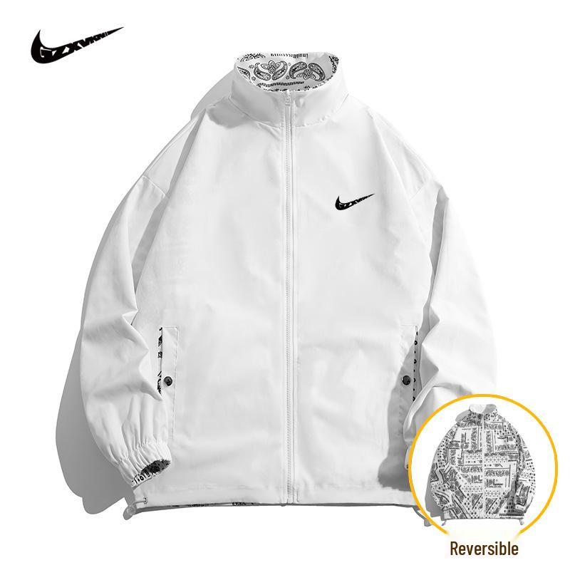 Men's 2024 Spring/Autumn Reversible Stand Collar Sports Jacket - Trendy Casual Windbreaker for Students and Couples