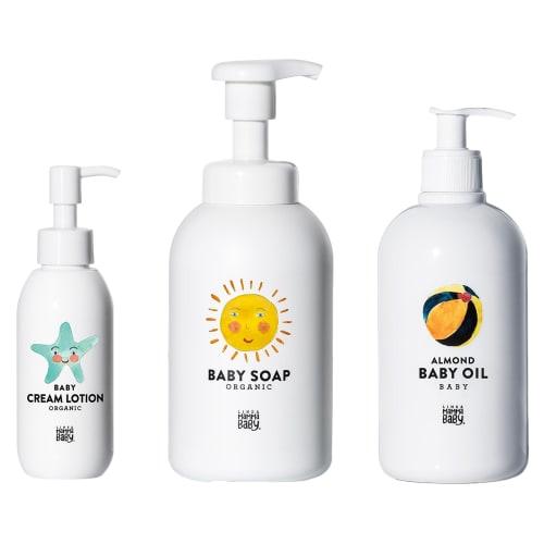 Mama Baby Cream Lotion x Baby Soap (Foam Type) x Oil Set (Additive-Free/Organic/Gift) (150mL x 400mL x 500mL)