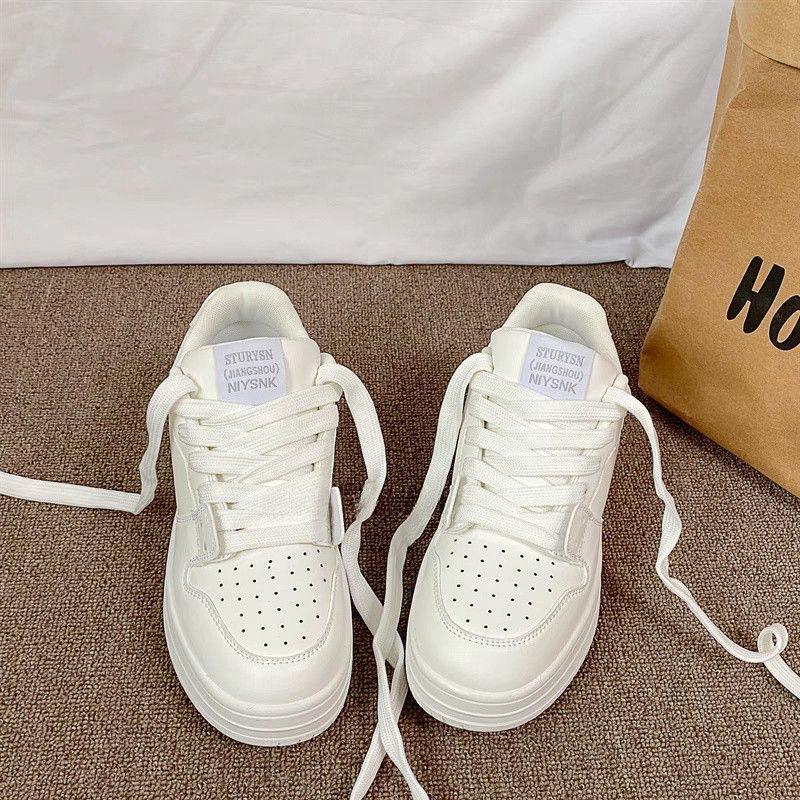 Platform women ins autumn new niche versatile breathable board shoes white adult